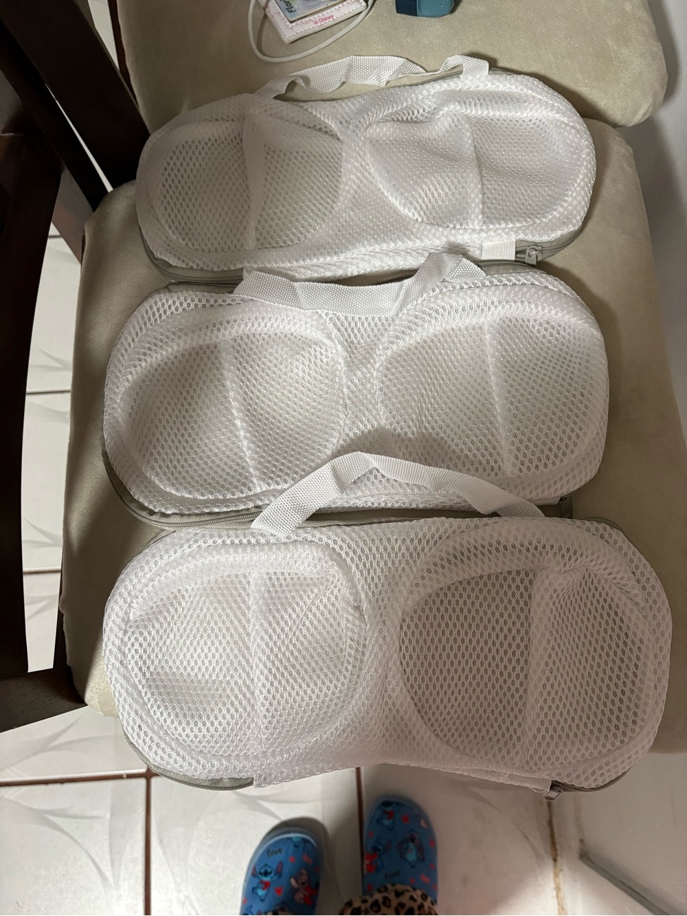 White Mesh Bra Laundry Wash Bags - Set of 3